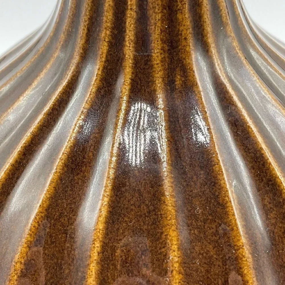 Jonathan Adler Pot Au Porter Original Collection Brown Glazed Ribbed Round Vase